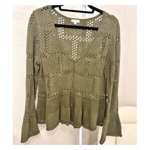 Pilcro by Anthropologie Pointelle Babydoll Sweater Size Medium